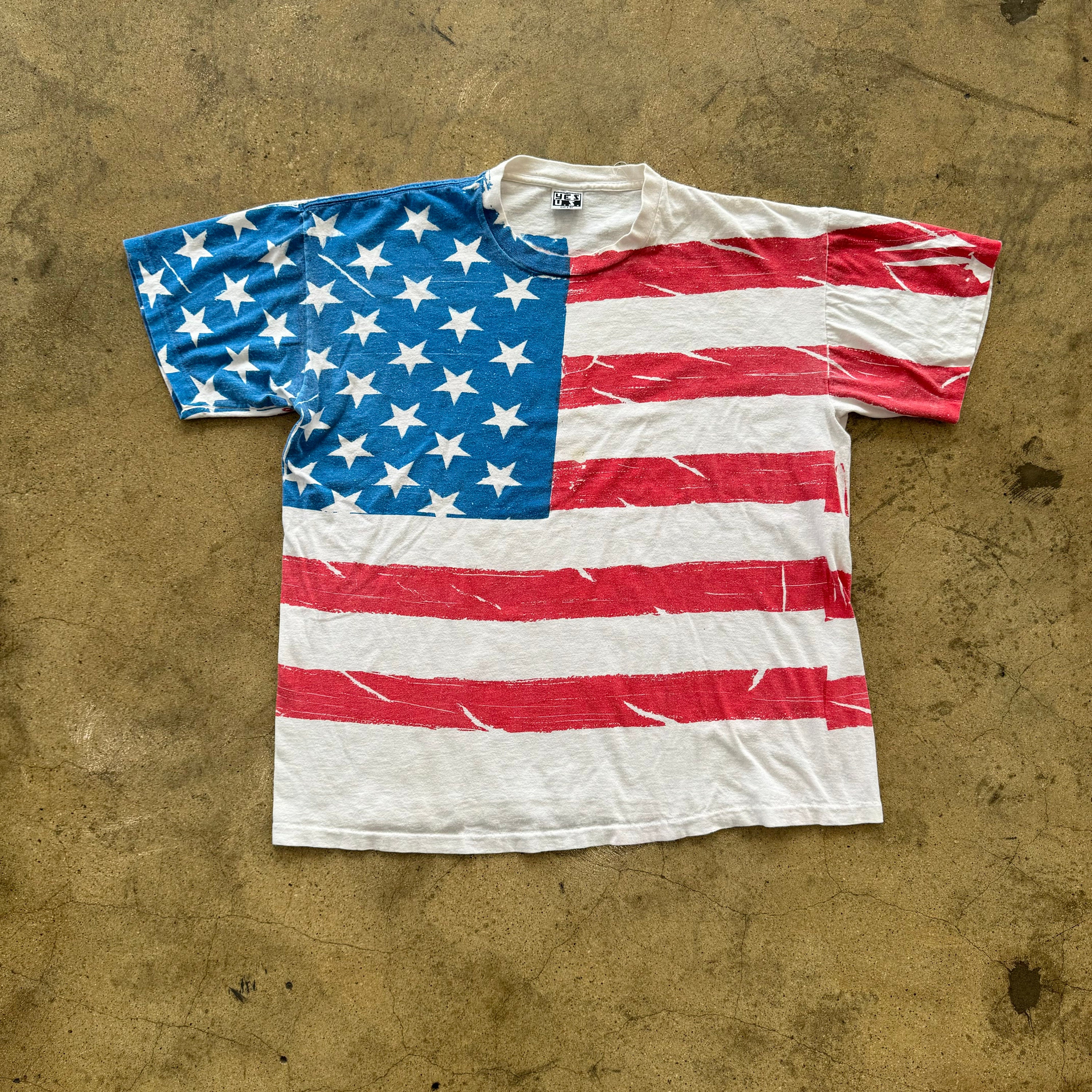 Vintage USA Flag All Over Print Single-stitch T-shirt, Size 2XL - Etsy