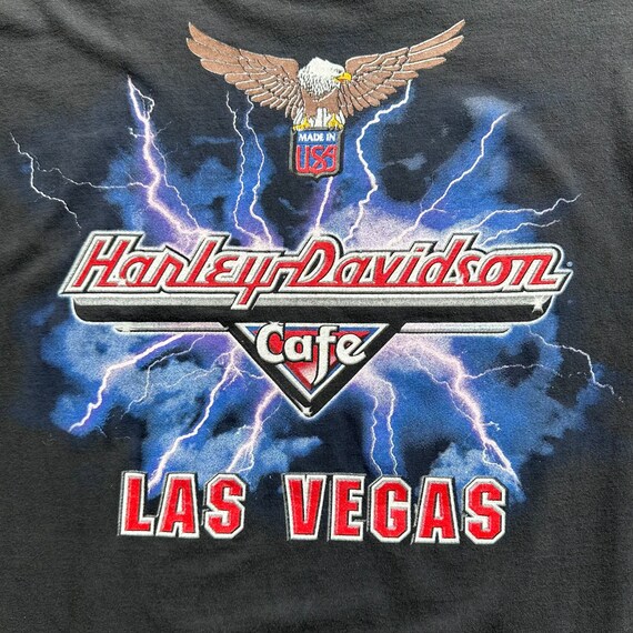 T-shirt Vintage Harley Davidson Café Las Vegas Années 90 - Taille 2XL - Acid Wash - Occasion