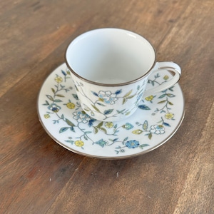 2004 Noritake Cup and Saucer Blue and Green Chintz Pattern Made in Japan