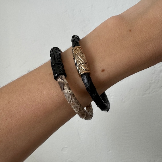 Vintage Custom Python Leather Bracelets - 2 Avail… - image 1