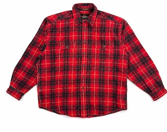 Vintage Chamois Red and Black Long Sleeve Flannel Size Large