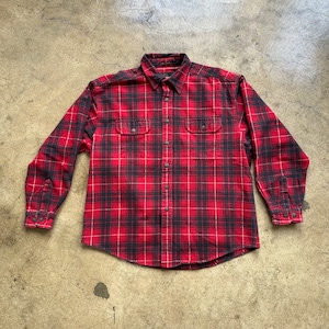Vintage Chamois Red and Black Long Sleeve Flannel