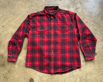 Vintage Chamois Red and Black Long Sleeve Flannel