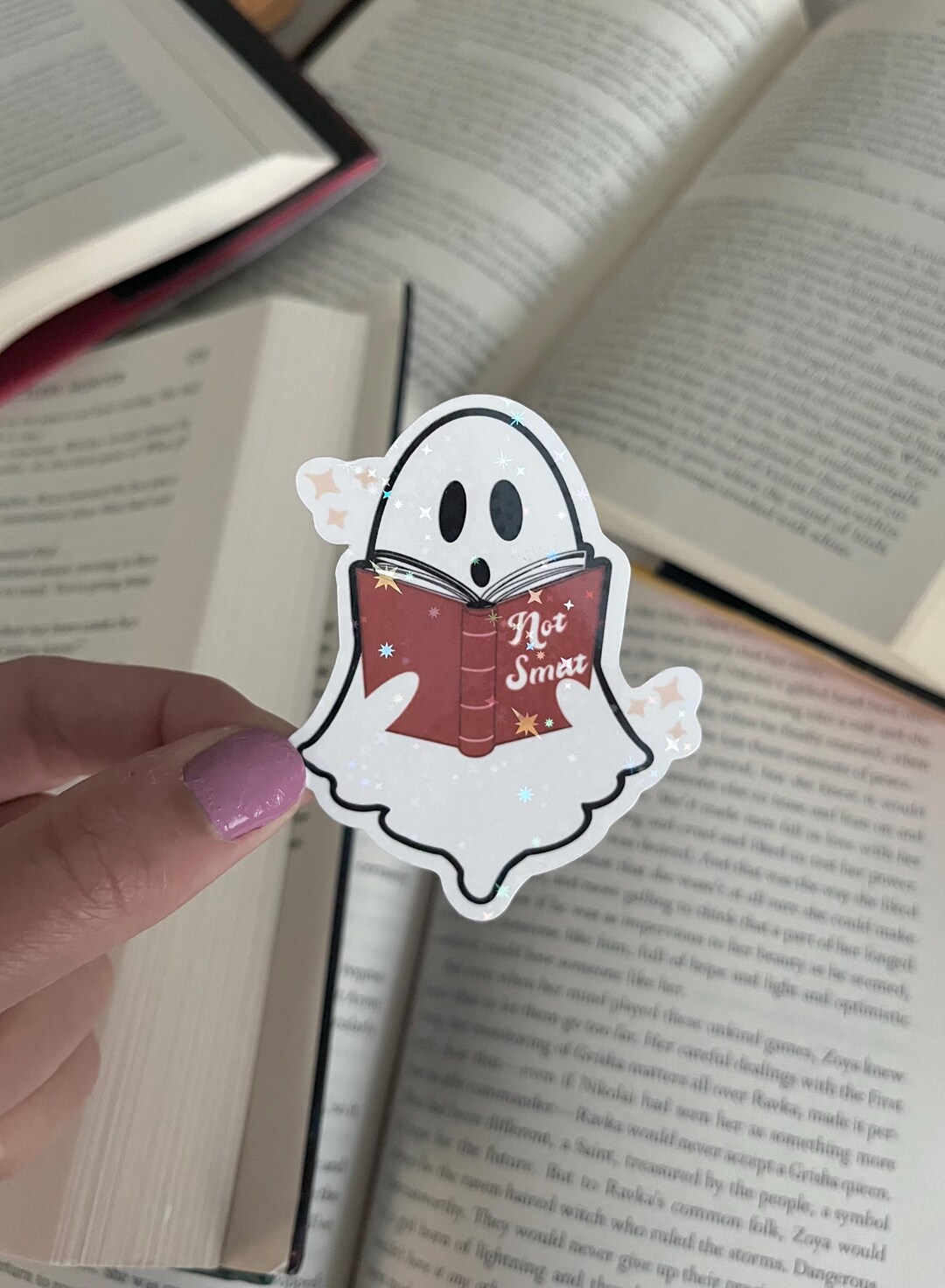 Bookish Ghost Sticker - Ghost Reading a Book, Smut, Cute Ghost, Fall ...