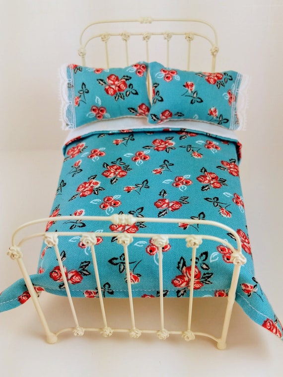 Quilt Pillow 1//12 Scale Dollhouse Furniture Miniature Floral Bunk Beds Model