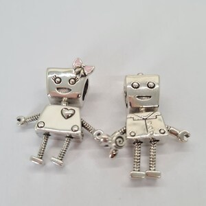 Pandora, New Set of 2 Bracelet Charms, Bella Bot, Rob Bot ,Sterling Silver, S925, Fully Stamped image 3