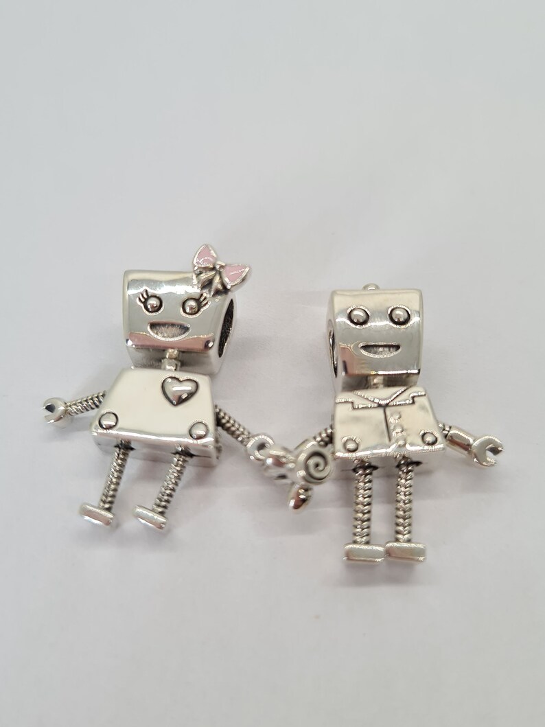 Pandora, New Set of 2 Bracelet Charms, Bella Bot, Rob Bot ,Sterling Silver, S925, Fully Stamped image 3