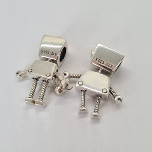 Pandora, New Set of 2 Bracelet Charms, Bella Bot, Rob Bot ,Sterling Silver, S925, Fully Stamped image 2