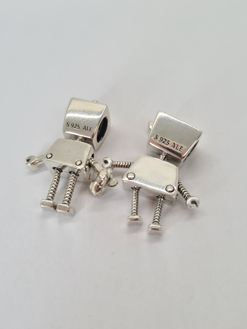 Pandora, New Set of 2 Bracelet Charms, Bella Bot, Rob Bot ,Sterling Silver, S925, Fully Stamped image 2