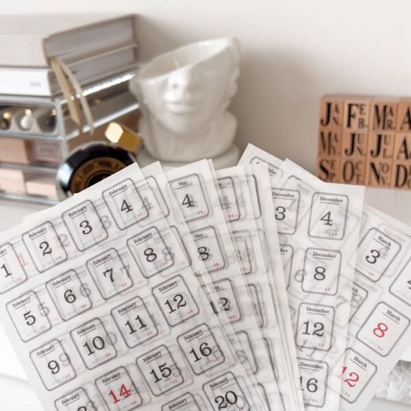 365 Days Date Stickers | Date Stickers | Planner Stickers