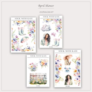 April Shower Journaling Kit | Szenenaufkleber | Planer-Aufkleber