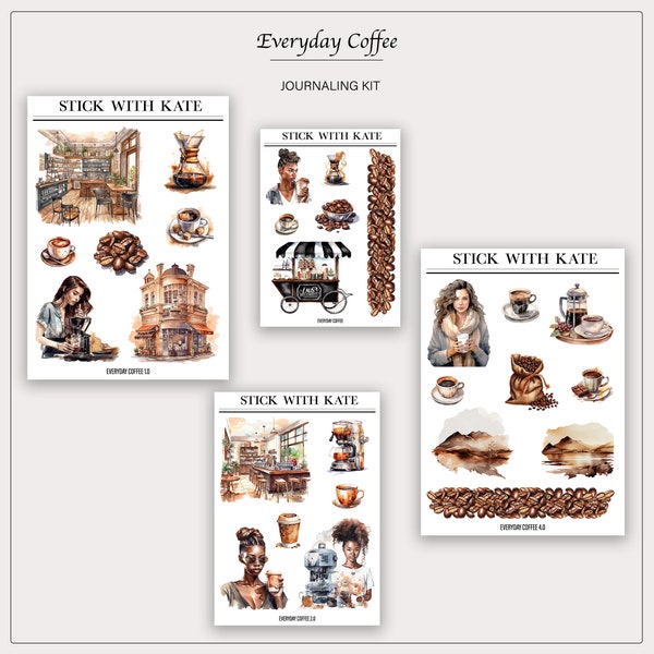 Everyday Coffee Journaling Kit | Scene Stickers | Planner Stickers
