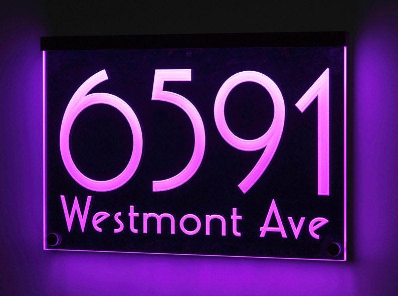 Illuminated Address Sign Plaque House Numbers LED Lighted Etsy