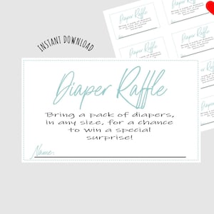 Diaper Raffle Ticket Baby Boy Invitation Insert Baby Shower Instant Download Invitation Printable Raffle Ticket Game