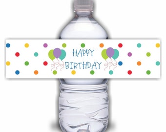 Happy Birthday Water Bottle Label Wrapper Digital Download Ready to print Birthday Party Decor Food Water Beverages