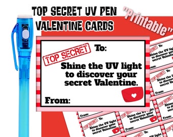 Carte di San Valentino top secret, Carte con penna UV, Carte con inchiostro invisibile, San Valentino non alimentare, San Valentino top secret, Missione spia, DOWNLOAD IMMEDIATO