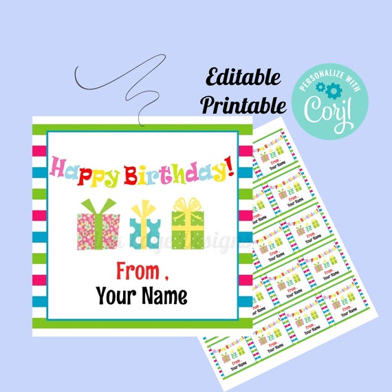 Happy Birthday Square Tag Birthday Party Tags Favor Tags | Etsy
