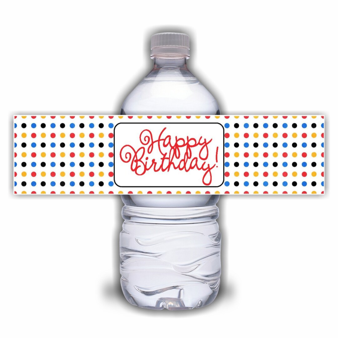 Birthday Boy Water Bottle Labels, Printable Digital Party Favors ,polka ...