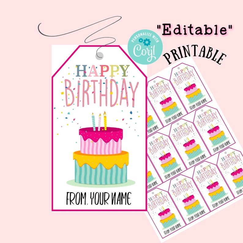 Happy Birthday Tags Editable Birthday Tag Labels Birthday Tags Birthday ...