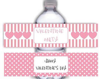 Valentines Day Bottle Water Bottle Labels Party Favors Valentine Party