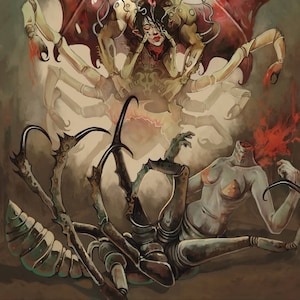 Impresión Giclèe 11 x 14: &quot;Festejo&quot; de fantasía oscura, obra de arte espeluznante y horrible