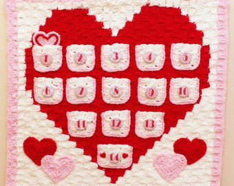 C2C Crochet Valentine's Day Calendar Pattern | Heart Countdown (PDF Pattern)