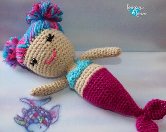 Haakpatroon zeemeermin amigurumi | Pop van 9,5 inch (pdf-patroon)