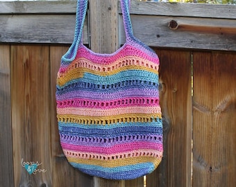 Rainbow Tote Bag Crochet Pattern | Crochet Tote Bag | Crochet Bag Pattern | Crochet Market Bag