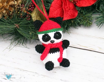 Crochet Panda Ornament | Crochet Christmas Ornament | Crochet Christmas Décor | Crochet Christmas Panda Ornament Crochet Pattern