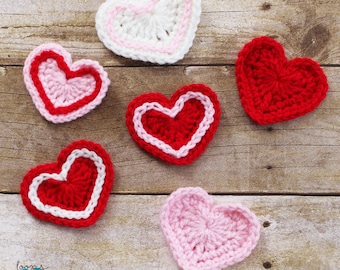 Easy Crochet Hearts Pattern | Valentine's Day Applique (PDF Pattern)
