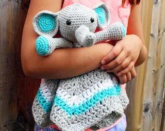Crochet Elephant Lovey Pattern | Amigurumi Baby Blanket (PDF Pattern)