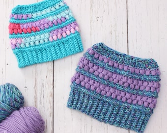 Jelly Messy Bun Beanie | Crochet Messy Bun Hat | Crochet Bun Beanie | Crochet Hat | Beanie | Crochet Messy Bun Beanie