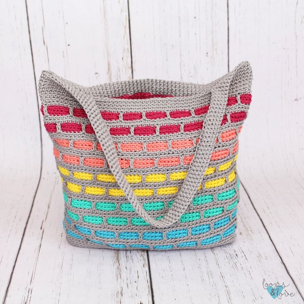 Mosaic Bricks Tote | Crochet Bag Pattern | Crochet Tote Bag | Mosaic Crochet Bag | Crochet Bag | Crochet Accessories