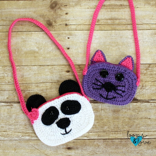 Crochet Panda Purse | Crochet Cat Purse | Crochet Purse | Crochet Bag | Crochet Animal Purse | Crochet For Kids | Crochet Panda |Crochet Cat