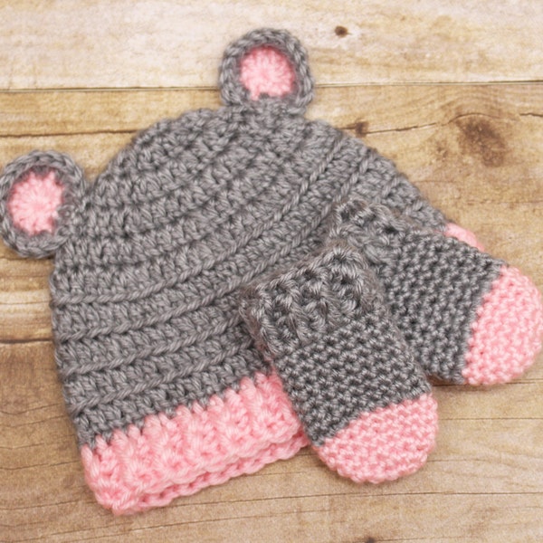 Crochet Baby Bear Hat and Mittens | Crochet Bear Hat | Crochet Baby Hat | Crochet Baby Set | Crochet Hat | Crochet Mittens