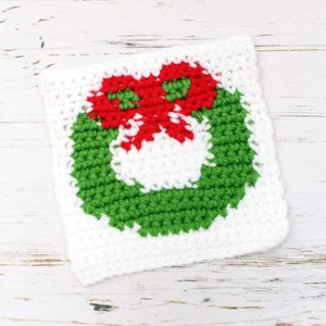Crochet Wreath Square | Tapestry Crochet Wreath Square | Christmas Crochet Square | Tapestry Crochet Square | Crochet Square Pattern