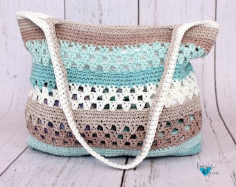 Ocean Breeze Crochet Tote Bag Pattern | Beach Market Bag (PDF Pattern)