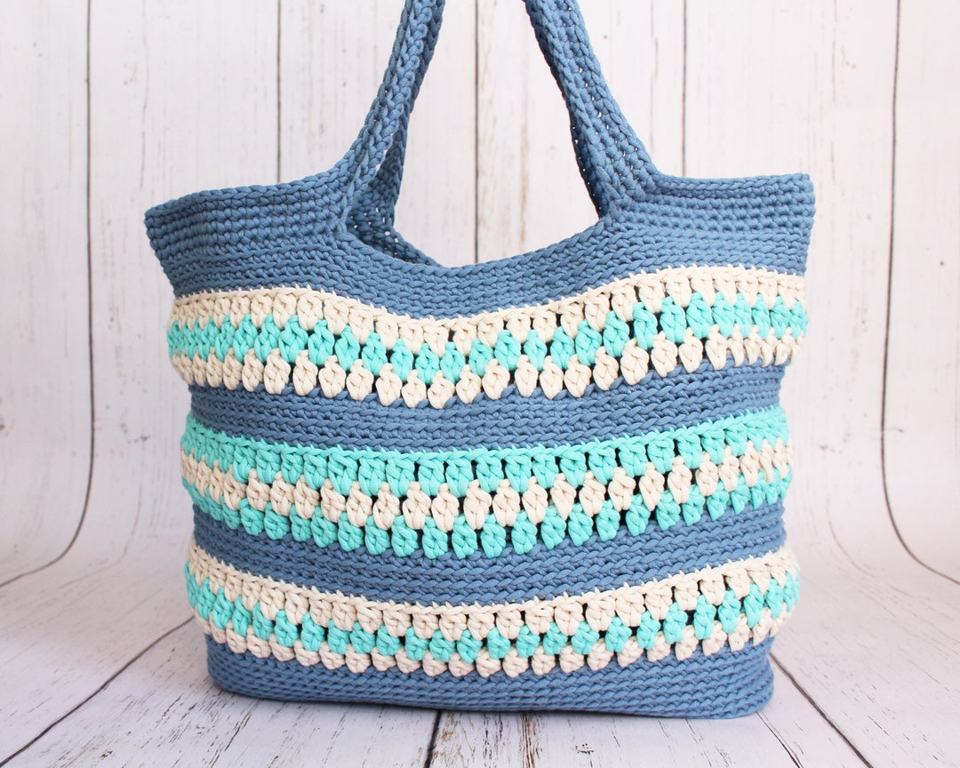Ocean Vibes Bag Crochet Bag Crochet Tote Bag Crochet Beach Bag Crochet ...