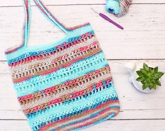 Sandy Sunset Crochet Tote Bag Pattern | Lightweight Yarn (PDF Pattern)