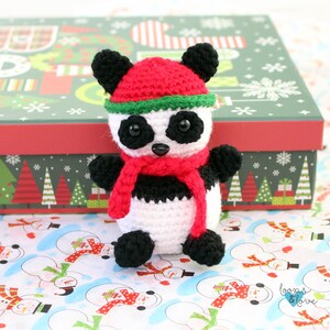 Crochet Panda Ornament Crochet Christmas Ornament Crochet Christmas Décor Crochet Christmas Panda Ornament Crochet Pattern image 2