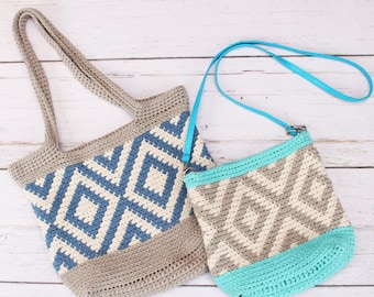 Crochet Diamond Tote | Crochet Tote Bag | Crochet Bag Pattern | Tapestry Crochet Bag