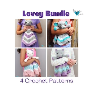 Crochet Lovey Bundle | Crochet Animal Lovey | Crochet Cat | Crochet Dog | Crochet Elephant | Crochet Baby Gift |
