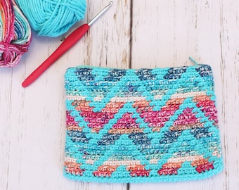 Chevron Stripes Crochet Pouch | Crochet Bag | Tapestry Crochet Bag | Crochet Bag Pattern | Zig Zag Crochet Bag