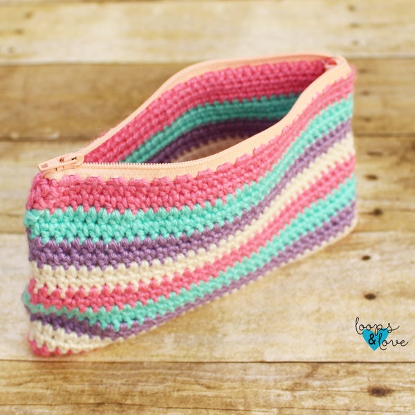 Pochette à fermeture éclair Motif au crochet|Sac au crochet|Sac au crochet avec fermeture éclair| Modèle de sac au crochet