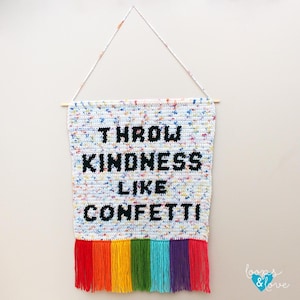Kindness Wandbehang Häkelanleitung | Tapisserie Wohndekor (PDF-Muster)