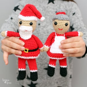 Mini Santa and Mrs. Claus Amigurumi Santa Amigurumi Mrs. Claus Amigurumi Christmas Amigurumi Holiday Crochet Crochet Ornament image 1