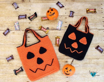 Crochet Jack O' Lantern Bag Pattern | Halloween Treat Tote (PDF Pattern)