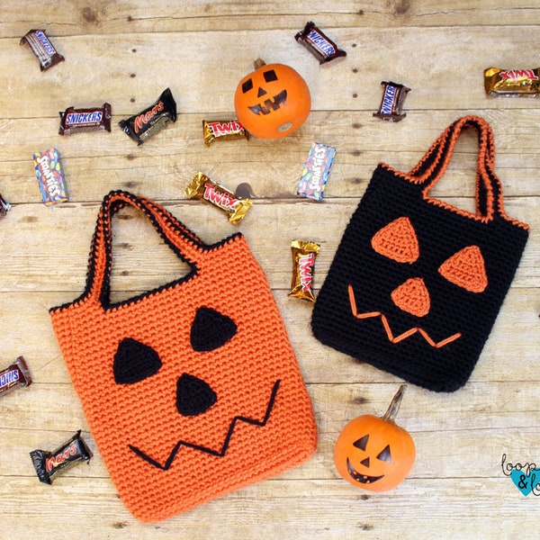 Crochet Jack O' Lantern Trick or Treat Bag | Crochet Trick or Treat Bag | Crochet Halloween Bag | Halloween Tote Bag | Crochet Bag for Kids