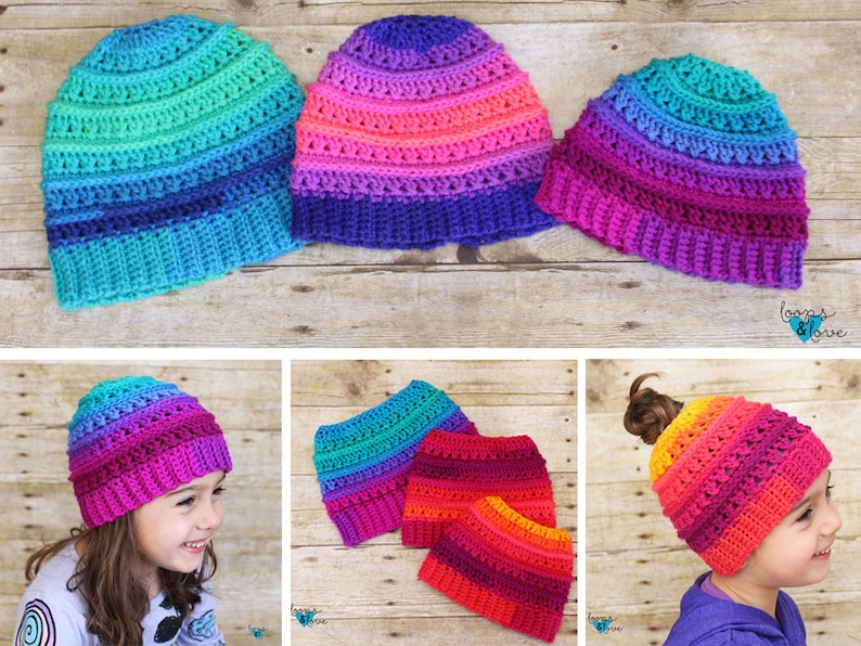 Pattern Bundle Crochet Hat Crochet Beanie Criss Cross Beanie Bundle Crochet Messy Bun Beanie