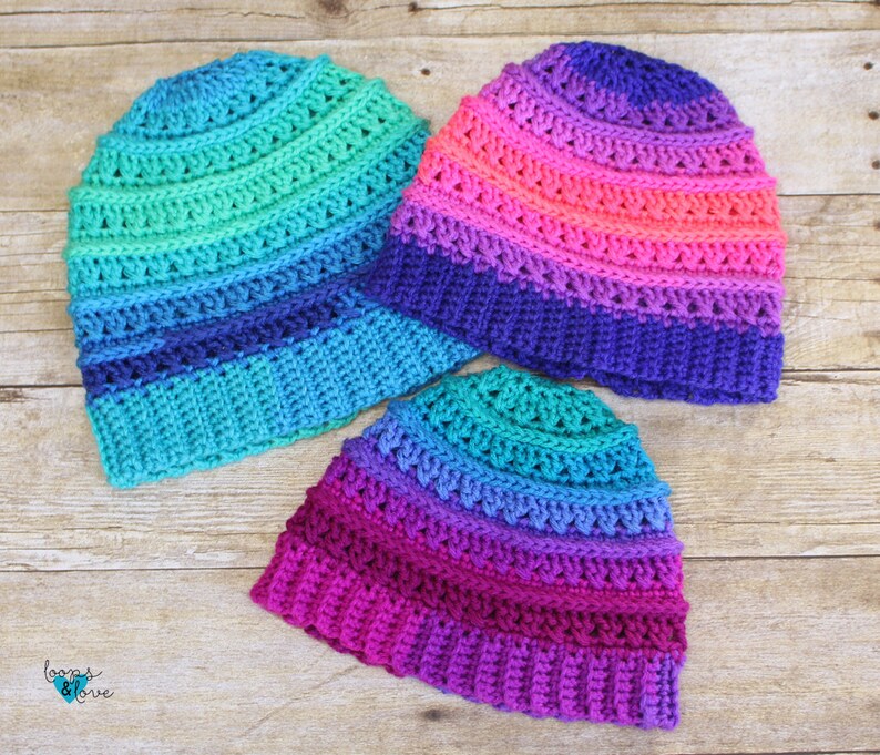 Pattern Bundle Crochet Hat Crochet Beanie Criss Cross Beanie Bundle Crochet Messy Bun Beanie